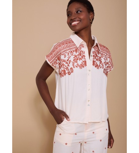 Camisa sin manga bordado floral